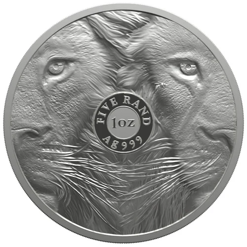 The 2025 Big Five Silver Lion Double Capsule Set is a two-ounce .999 fine silver set from the South African Mint, featuring two Series III lion proof coins paired in a dual display to complete the signature split-face design.