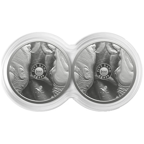 2025 1 oz Silver Big Five Rhino - Series 3 proof double capsule box reverse