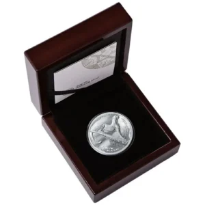 The 2026 2 oz Silver African Range Surveying Cheetah is a two-ounce .999 fine silver high-relief proof coin from the South African Mint, launching The African Range series in partnership with sculptor Dylan Lewis.