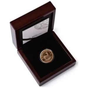 The 2026 1/2 oz Proof Gold Krugerrand is a half-ounce 22-karat gold proof coin from the South African Mint, featuring the classic Paul Kruger and springbok design in a limited-mintage collector release.