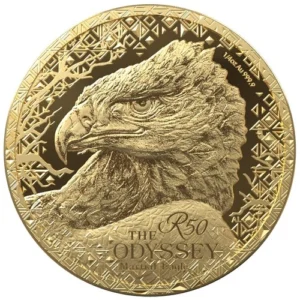 The 2026 1/4 oz Gold Martial Eagle is a quarter-ounce .9999 fine gold proof coin from the South African Mint, featuring the Martial Eagle design as part of The Odyssey of the Sky series.