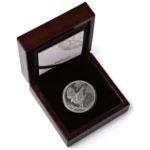 The 2026 2 oz Silver Martial Eagle is a double-ounce .999 fine silver proof coin from the South African Mint, featuring the Martial Eagle design as part of The Odyssey of the Sky series.