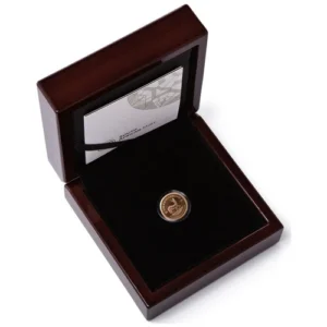 The 2026 1/10 oz Proof Gold Krugerrand is a 22-karat gold fractional proof coin from the South African Mint, featuring the classic springbok design in a limited-edition individual collector format.